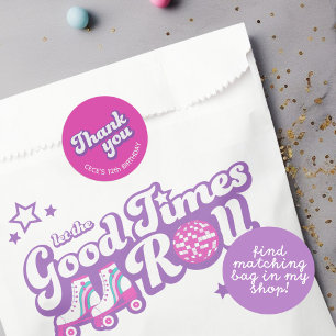 Tack för Retro Groovy Birthday Runt Klistermärke