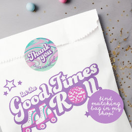 Tack för Retro Groovy Birthday Runt Klistermärke