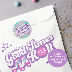 Tack för Retro Groovy Birthday Runt Klistermärke