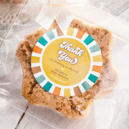 Tack för Retro Sunshine Boy Shower Runt Klistermärke