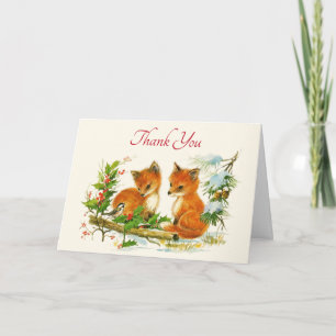 Tack för retur-julscen i Vintage Foxes Kort
