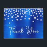 Tack för Rhinestones Royal Blue 21-årsfirande Vykort<br><div class="desc">Skapa dina egna tack-kort för 21-årsfirande.
Girliga falska glittrande silverrhinstenar i kombination med en ljus royalblå ombre-folie.
Anpassa teckensnittsstilarna för att skapa din egen vykortsdesign för hennes speciella firande.</div>