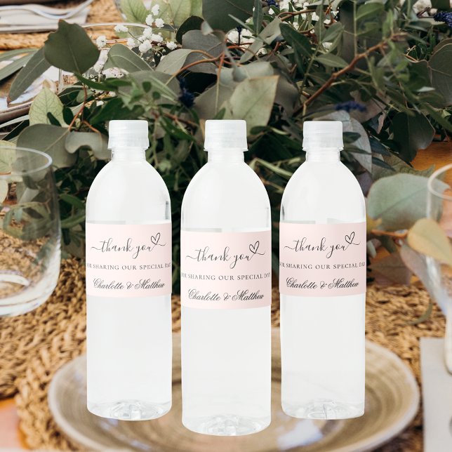 Tack för Ro guld-manuset bröllop Vattenflaskor Etikett (Skapare uppladdad)