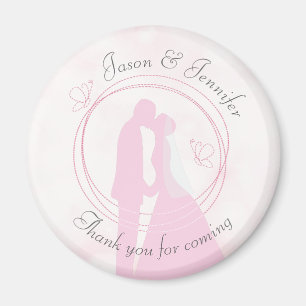 Tack för romantisk Dreamy Rosa Bröllop Curved Text Magnet