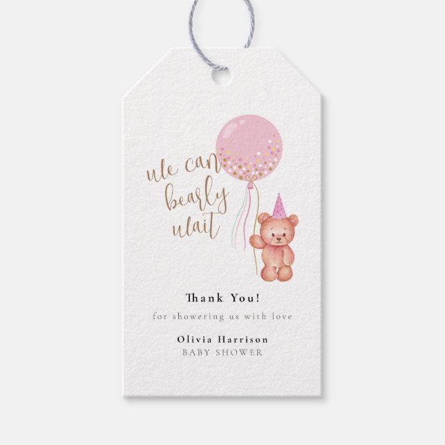 Tack för Rosa av ballongens babyskor Presentetikett (Framsidan)