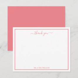 Tack för Rosa av elegant-skriptkalligrafi Anteckningskort