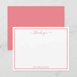 Tack för Rosa av elegant-skriptkalligrafi Anteckningskort