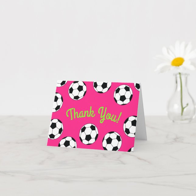 Tack för Rosa av Födelsedagsfest för fotbollssport Kort (Liten växt)