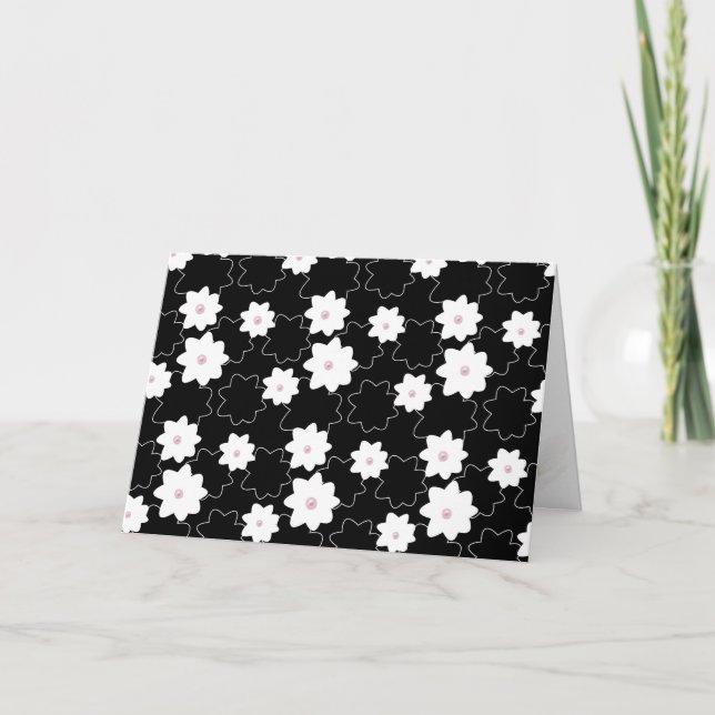 Tack för rosa av pärlor i blommor kort (Framsida)