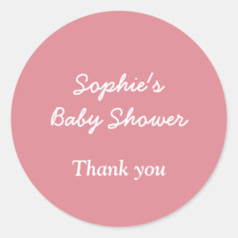 Tack för  Rosa Baby Shower Runt Klistermärke