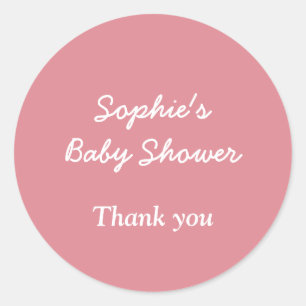 Tack för  Rosa Baby Shower Runt Klistermärke