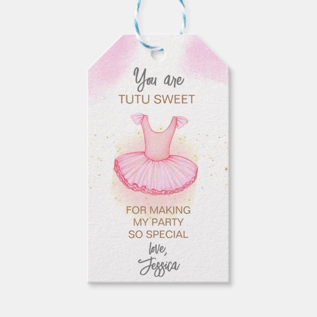 Tack för rosa Ballet-födelsedag Presentetikett (Framsidan)