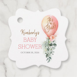 Tack för  Rosa Ballon Baby Shower Gåvor Etiketter