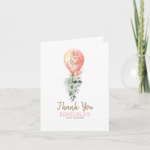 Tack för Rosa Ballon Baby Shower Kort