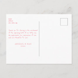 Tack för rosa bebyshower-ultraljud vykort