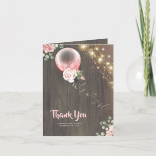 Tack för rosa Blommigt Ballon Baby Shower Kort