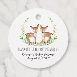 Tack för rosa Blommigt Hjort Gåvor Etiketter