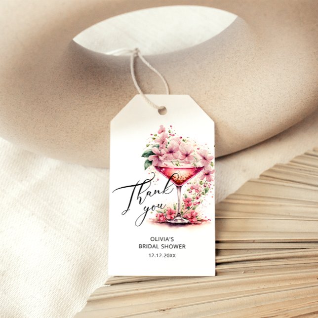 Tack för rosa Blommigt Möhippa Presentetikett (Skapare uppladdad)