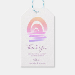 Tack för rosa boho regnbåge flicka baby shower presentetikett