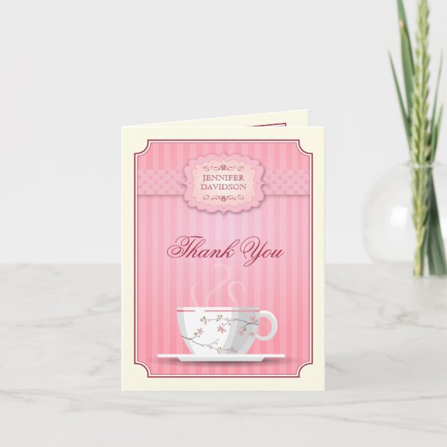 Tack för rosa bröllopsdusch teparty (Framsida)