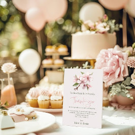 Tack för rosa Cherry Blommar-blomman Bröllop Bord Bordsnummer