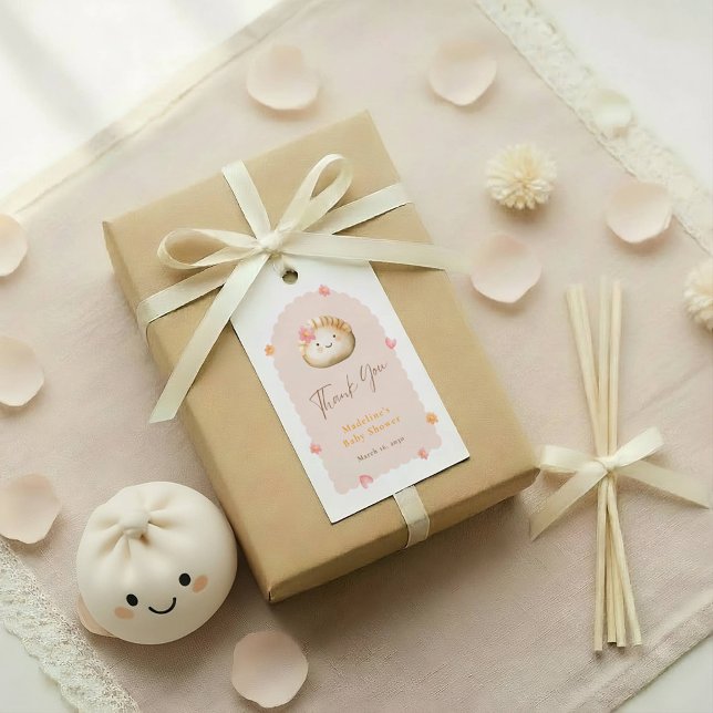 Tack för  Rosa för sladddukning för babykläder Presentetikett (Skapare uppladdad)