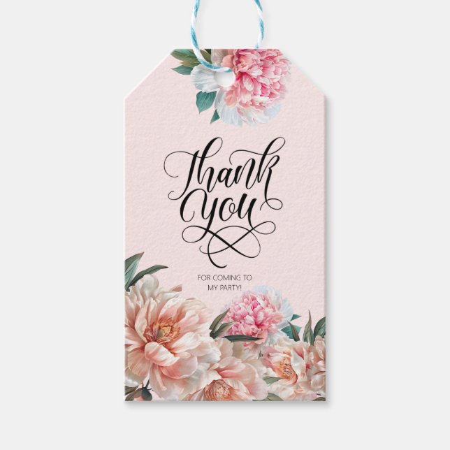 Tack för  Rosa för vattenfärger Presentetikett (Framsidan)