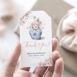 Tack för Rosa Ginger Burk Baby Shower Presentetikett