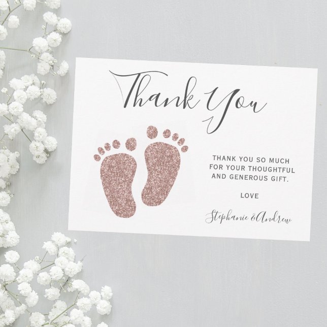 Tack för  Rosa Glitter Feet Baby Shower (Skapare uppladdad)