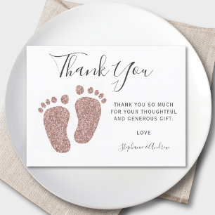 Tack för Rosa Glitter Feet Baby Shower Vykort
