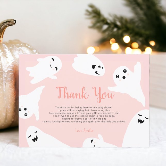 Tack för Rosa Halloween spöken-babyduschen (Thank you Pink Halloween ghosts baby shower)