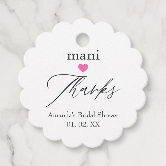 Tack för rosa manikyr gåvor etiketter (Framsida)