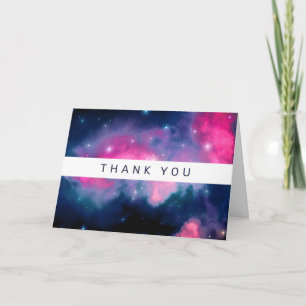 Tack för rosa och blå Galaxy- och Stars-Abstrakt Kort