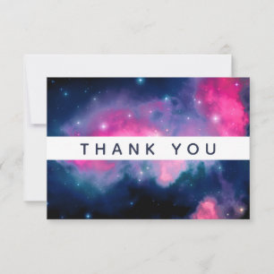 Tack för rosa och blå Galaxy- och Stars-Abstrakt Kort
