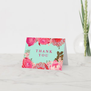 Tack för Rosa och Blommigt av minneskort Kort