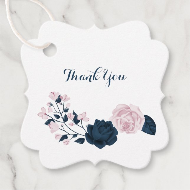 Tack för rosa och blommor gåvor etiketter (Framsida)