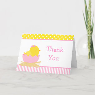 Tack för rosa och Gult Chick Kort