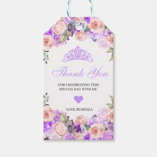 Tack för rosa och Lila Blommigt  Gift Märkres Presentetikett