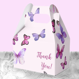 Tack för rosa och Lila Butterfly Baby Shower Presentaskar