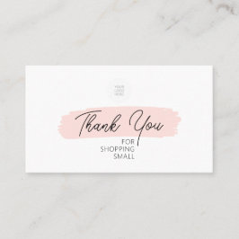 Tack för rosa penseldrag för köp av små visitkort