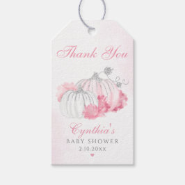Tack för rosa Pumpkin Baby Shower Presentetikett