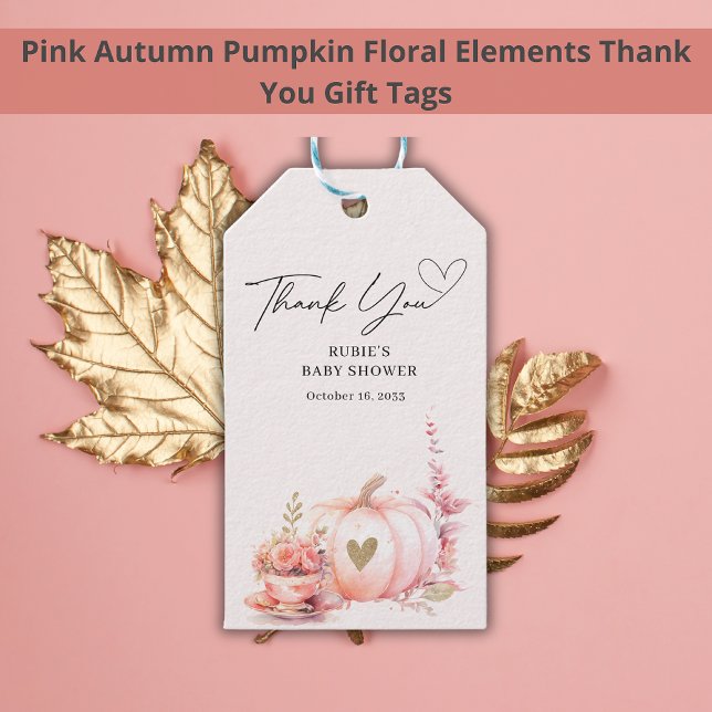 Tack för  Rosa Pumpkin-Blommigt Presentetikett (Skapare uppladdad)