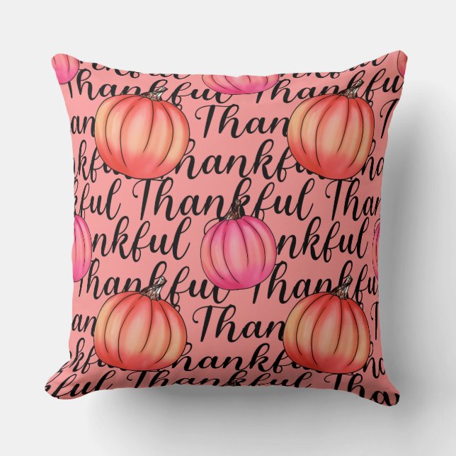 Tack för Rosa Pumpkin - Elegant Fall & Thanksgivin Kudde (Framsida)