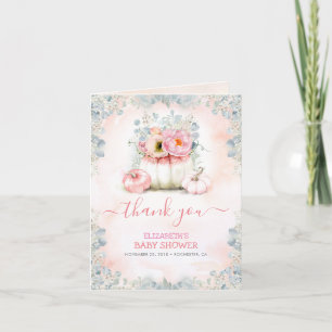 Tack för Rosa Pumpkins Fall Baby Shower Kort