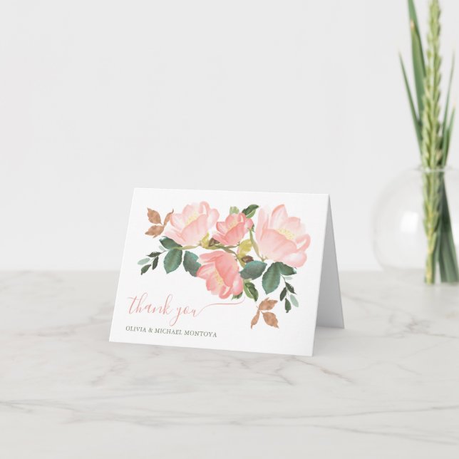 Tack för rosa ros-kortet kort (Framsida)