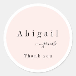 Tack för rosa Simple Script Modern Luxury Runt Klistermärke