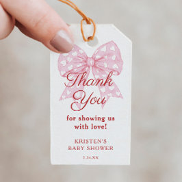 Tack för rosa sötbabyshower presentetikett