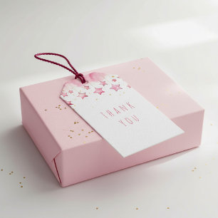 Tack för rosa stjärnor presentetikett