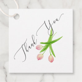 Tack för Rosa Tulpan Bröllopsgåva Tag Gåvor Etiketter