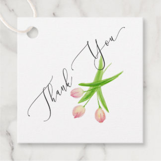 Tack för Rosa Tulpan Bröllopsgåva Tag Gåvor Etiketter